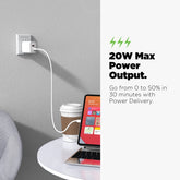 AmpNergy PowerSurge 12W Dual - Port Wall Charger with USB - A to USB - C CableAmpNergy